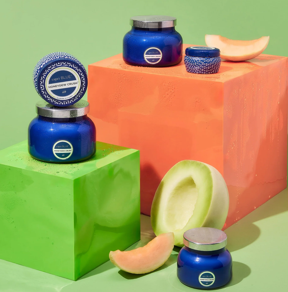 Honeydew Crush Blue Printed Travel Tin Candle 8.5oz