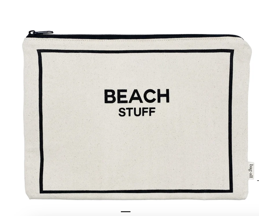BEACH POUCH FOR BATHING SUITS AND SUNSCREEN, CREAM