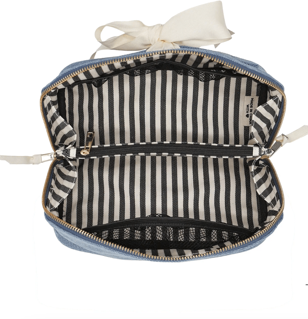 ACCORDION BOX MAKEUP & TOILETRY, DENIM