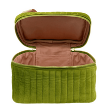 MY MAKEUP COSMETIC BOX, QUILTED GREEN VELVET