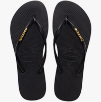 Black Slim Logo Metallic HAVAIANAS