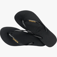 Black Slim Logo Metallic HAVAIANAS