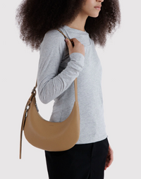 Small Recycled Leather Flat Crescent Baggu