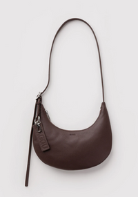 Small Recycled Leather Flat Crescent Baggu