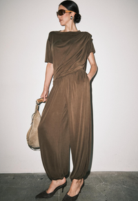 Draped Soft Top & Parachute Pants Set