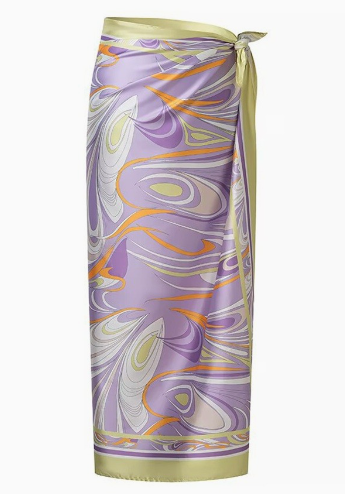 Lavender Print Wrap Skirt