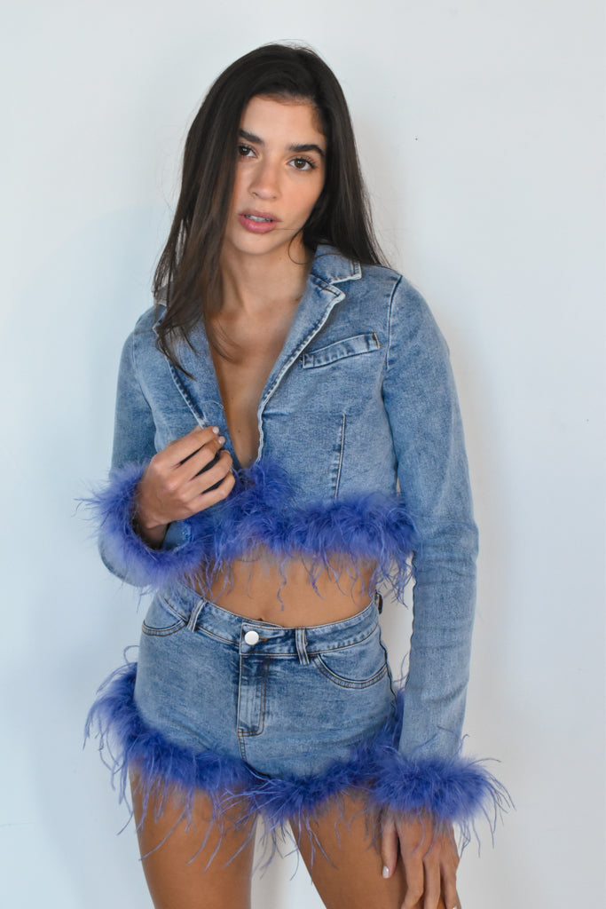 Feather Jacket & Shorts