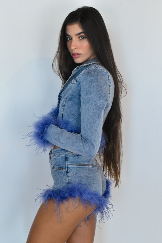 Feather Jacket & Shorts