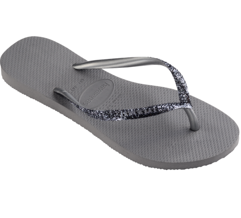 Slim Glitter Flip Flops Steel Grey