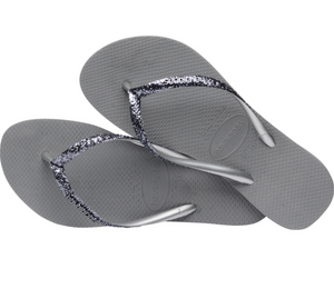 Slim Glitter Flip Flops Steel Grey