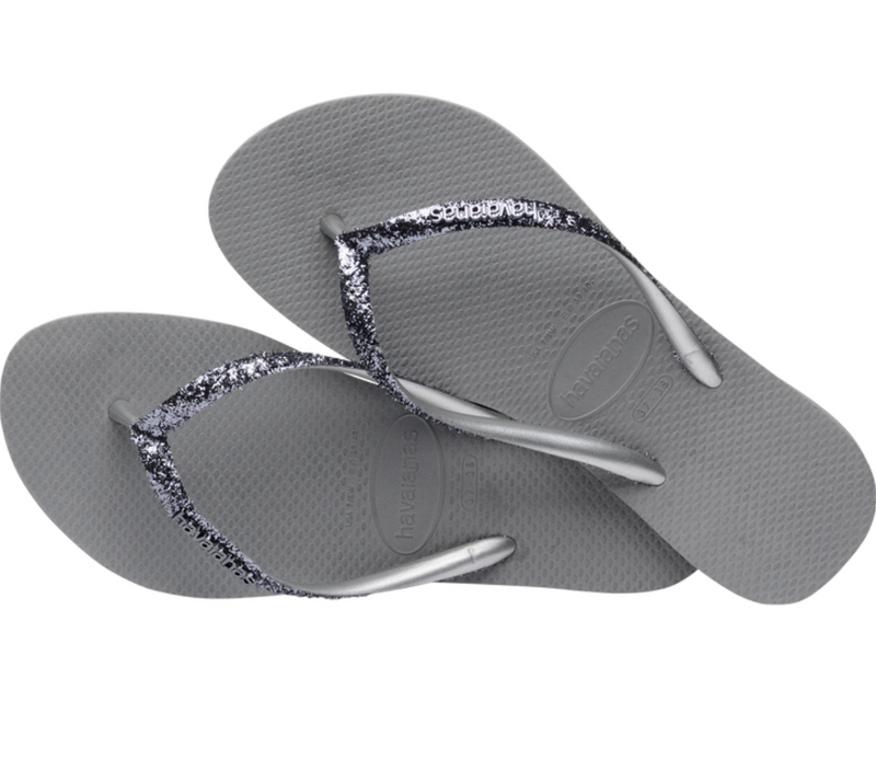 Slim Glitter Flip Flops Steel Grey