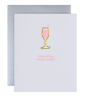 CHEERS TO THE HAPPY COUPLE- PAPER CLIP LETTERPRESS CARD