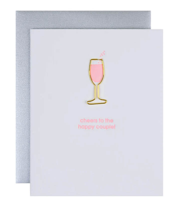 CHEERS TO THE HAPPY COUPLE- PAPER CLIP LETTERPRESS CARD