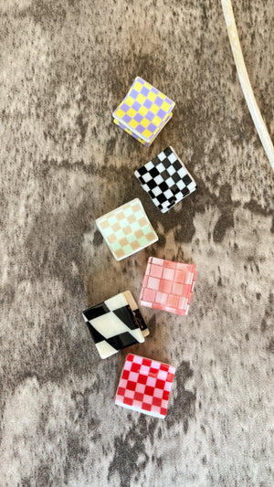 Mini Checkered Hair Clip